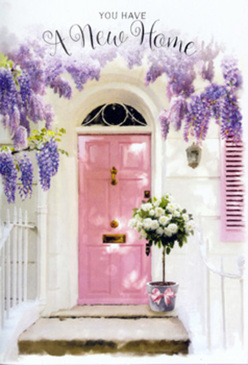 A pretty Stroud Green entrance is captured at the perfect moment, when afternoon light washes over a blush-pink door and a canopy of wisteria in full bloom. The wisteria's fragrant, lavender clusters hang in soft, uneven garlands above the doorway, as if nature has draped a celebratory curtain just for this new chapter. Against the creamy, whitewashed walls and a gently painted shutter, the pink door stands out with quiet charm, its slightly distressed finish hinting at character and warmth. On the doorstep, a simple grey metal bucket becomes something special in a florist's hands: it overflows with white and ivory roses, their petals full and velvety, nestled among pale green foliage that looks freshly cut from a local garden in the streets around Stroud Green. A pastel pink ribbon is tied in a loose, graceful bow around the bucket, its soft sheen catching the light and echoing the rosy tones of the door. The light falls in dappled patches, filtering through the leafy wisteria and creating gentle shadows across the stone steps, as though the entire façade were exhaling a slow, contented breath. This image feels like a quiet housewarming in floral form, the kind of arrangement a neighbour might order for same-day delivery to welcome friends settling near Finsbury Park or Crouch Hill. It speaks of optimism, comfort, and fresh starts-each bloom a small, fragrant wish for happiness, each trailing vine a reminder that a new home in Stroud Green can quickly become a place of lasting memories.